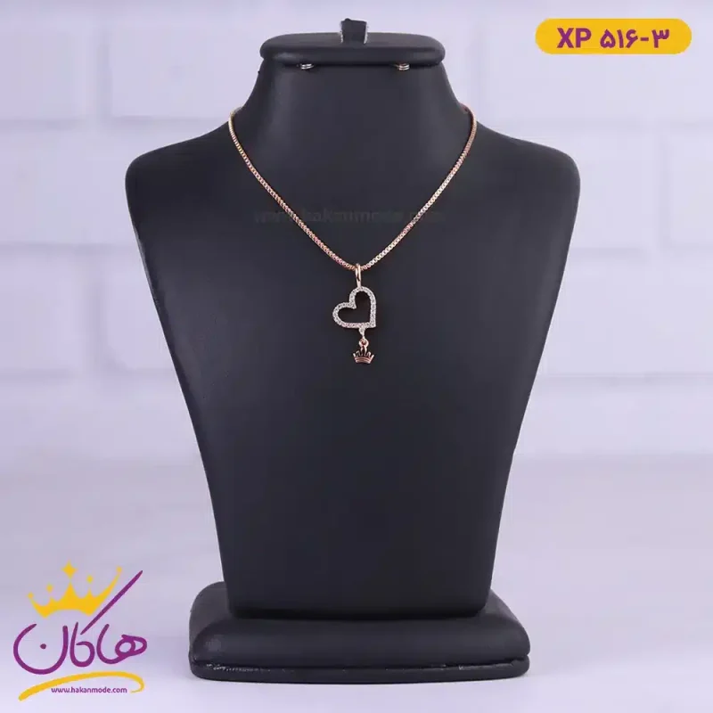 گردنبند استیل زنانه قلب و تاج