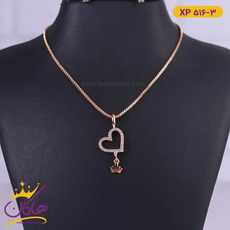 گردنبند استیل زنانه قلب و تاج