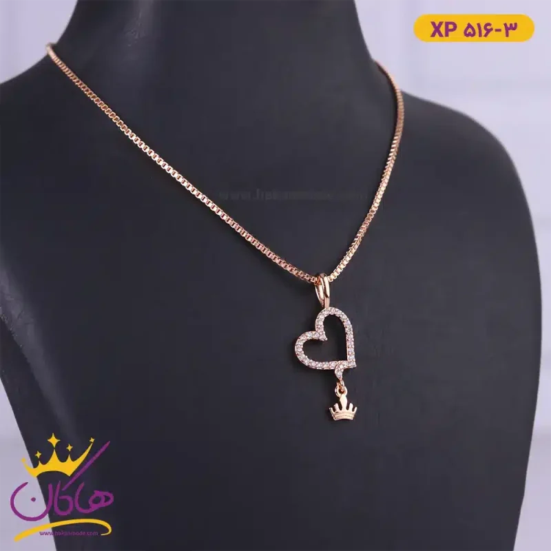 گردنبند استیل زنانه قلب و تاج