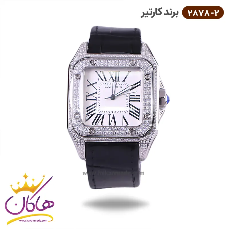 ساعت کارتیر مردانه بند چرم مشکی قاب فول نگین 2878/2 ساعت کارتیر مردانه بند چرم مشکی قاب فول نگین 2878/2