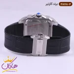 بند ساعت کارتیر مردانه بند چرم مشکی قاب فول نگین 2878/2