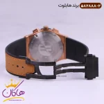ساعت هابلوت مردانه بند رابر کرنوگراف صفحه اسکلتون قاب مشکی 582888/2 نمای باز قفل