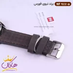 قفل ساعت نیوی فورس مردانه بند چرمی مشکی سفید کد 9117/5