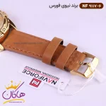 قفل ساعت نیوی فورس مردانه بند چرمی صفحه طلایی کد 9117/6