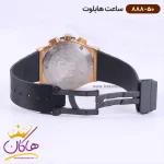 ساعت هابلوت مردانه بند رابر مشکی کرنوگراف اندکس رزگلد 888/50 نمای باز