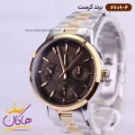 صفحه ساعت کرست زنانه فلزی قاب طلایی صفحه مشکی 6709/4
