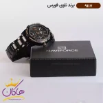 ساعت نیوی فورس مردانه فلزی مشکی کد 9117/2 کنار جعبه