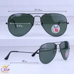 ابعاد عینک آفتابی ری بن مردانه فریم خلبانی مشکی RB 3026/20