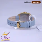 قفل ساعت الکسا زنانه بند چرم آبی قاب مربع 2019/3