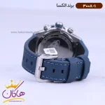 قفل ساعت الکسا مردانه بند چرم سورمه ای کرنوگراف 3008/1
