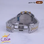 قفل ساعت سنیور زنانه فلزی قاب طلایی صفحه سفید کرنوگراف 1015
