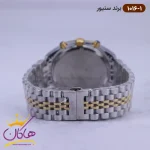 بند ساعت سنیور مردانه فلزی قاب طلایی صفحه سفید کرنوگراف 1016