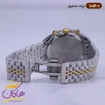 قفل ساعت سنیور مردانه فلزی قاب طلایی صفحه سفید کرنوگراف 1016