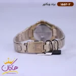 بند ساعت ویکتور زنانه فلزی طلایی قاب مربع نگینی 1552/2