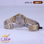 قفل ساعت ویکتور زنانه فلزی طلایی قاب مربع نگینی 1552/2