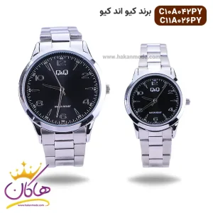 ساعت کیو اند کیو ست نقره ای صفحه مشکی C10A-042PY , C11A-026PY