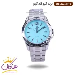 ساعت کیو اند کیو مردانه فلزی صفحه فیروزه ای Q60A-002PY