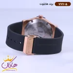 ساعت هابلوت مردانه بند رابر مشکی 777/5 نمای بسته قفل