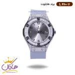 ساعت هابلوت زنانه بند رابر طوسی قاب نگین دار L460/7