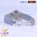 ساعت هابلوت زنانه بند رابر طوسی قاب نگین دار L460/7 نمای باز قفل