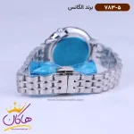 بند ساعت الگانس زنانه فلزی نقره ای صفحه سبز نگین دار 783/5