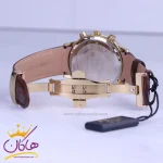 ساعت مچی الگانس مردانه بند چرم قهوه ای قاب طلایی G2095/1