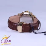 ساعت عقربه ای زنانه الگانس بند چرم قهوه ای قاب طلایی L2097/2
