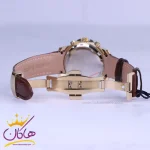 ساعت الگانس عقربه ای زنانه بند چرم قهوه ای قاب طلایی L2097/2