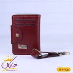 ست کیف جاکارتی و جاکلیدی چرم فراگامو زرشکی 120