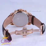 ساعت الگانس عقربه ای مردانه بند چرم قهوه ای قاب رزگلد G2075/1