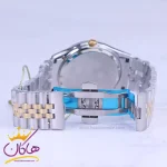 ساعت عقربه ای مردانه سولیدا بند استیل نقره ای طلایی صفحه مشکی