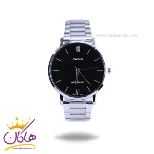 ساعت مچی کاسیو مردانه فلزی نقره ای صفحه مشکی MTP-VT01D-1BUDF