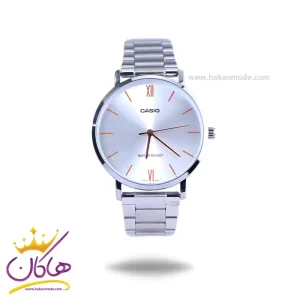 ساعت مچی کاسیو مردانه فلزی نقره ای صفحه سفید MTP-VT01D-7BUDF