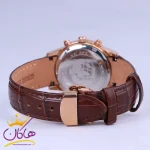 نمای بسته قفل ساعت مچی سیتیزن زنانه بند چرم قاب رزگلد کرنوگراف L9235/6