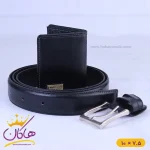 ست کمربند و کیف جاکارتی چرم مردانه فراگامو مشکی 50