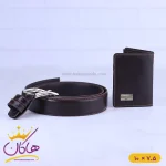 ست کمربند و کیف جاکارتی چرم مردانه فراگامو قهوه ای 50