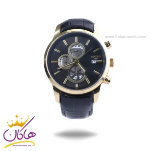 ساعت مچی سیکو مردانه بند چرم قاب طلایی کرنوگراف G9232/1
