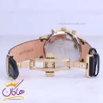 قفل ساعت مچی سیکو مردانه بند چرم قاب طلایی کرنوگراف G9232/1
