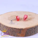 گوشواره میخی زنانه استیل طرح دانه انار قرمز