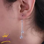 گوشواره ژوپینگ استیل آویز گل نقره ای xp 26678