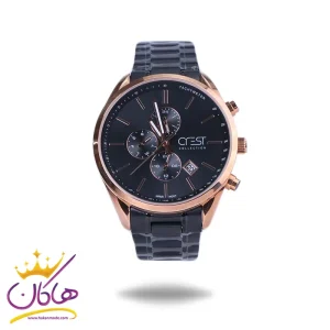 ساعت مچی مردانه کرست استیل مشکی قاب رزگلد 9019/3