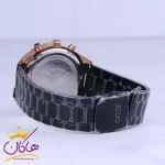 بند ساعت مچی مردانه کرست استیل مشکی قاب رزگلد 9019/3