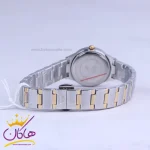 بند ساعت مچی سولیدا زنانه فلزی نقره ای طلایی قاب نگینی 5119/9