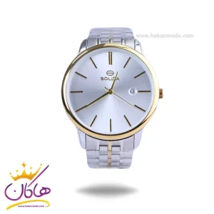 ساعت مچی سولیدا مردانه فلزی نقره ای طلایی G2134/7