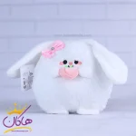 عروسک خرگوش سفید تپل هلو به دست