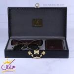 ست هدیه کیف چرم و عینک مردانه چرمسال قهوه ای 181/2