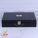 جعبه ست کیف کتی چرم و عینک مردانه چرمسال مشکی 182/1