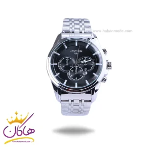 ساعت سیتیزن مردانه فلزی نقره ای صفحه مشکی G 9766/4