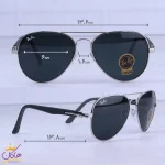ابعاد عینک آفتابی ری بن مردانه نقره ای شیشه مشکی RB 5289/1