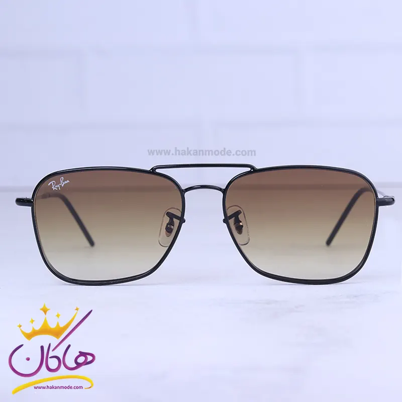 عینک آفتابی ری بن مردانه مشکی شیشه قهوه ای RO 102S/3 عینک آفتابی ری بن مردانه مشکی شیشه قهوه ای RO 102S/3